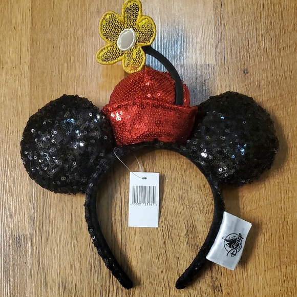 Disney Parks NWT Japan Tokoyo Sequin Minnie Mouse Ear Headband With Hat & Flower - Picture 3 of 13